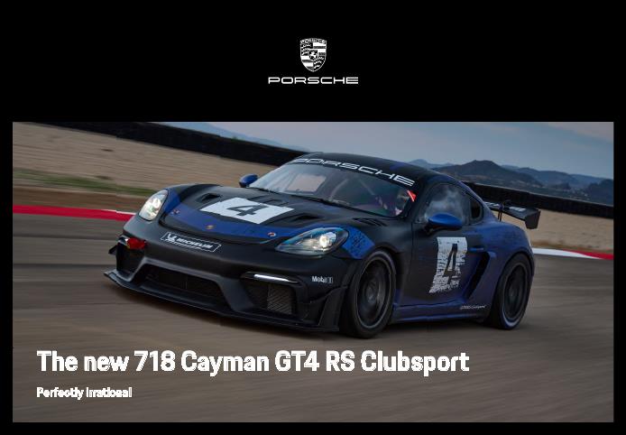Рекламный буклет Porsche 982 Cayman GT4 RS Clubsport